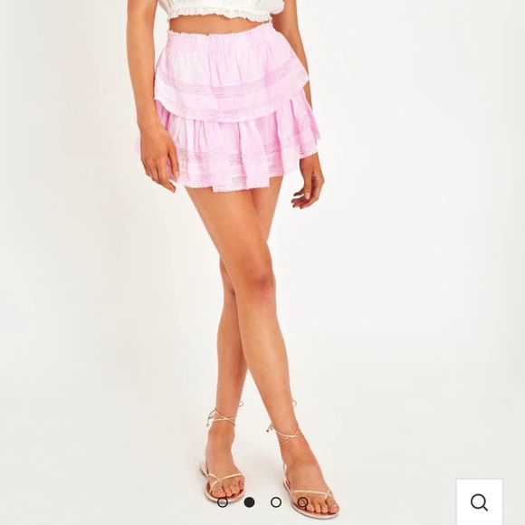 LoveShackFancy Ruffled Mini Heritage Skirt - Peony Pink - Picture 3 of 6